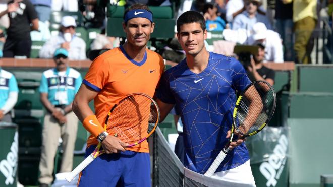 Rafa Nadal junto a Alcaraz